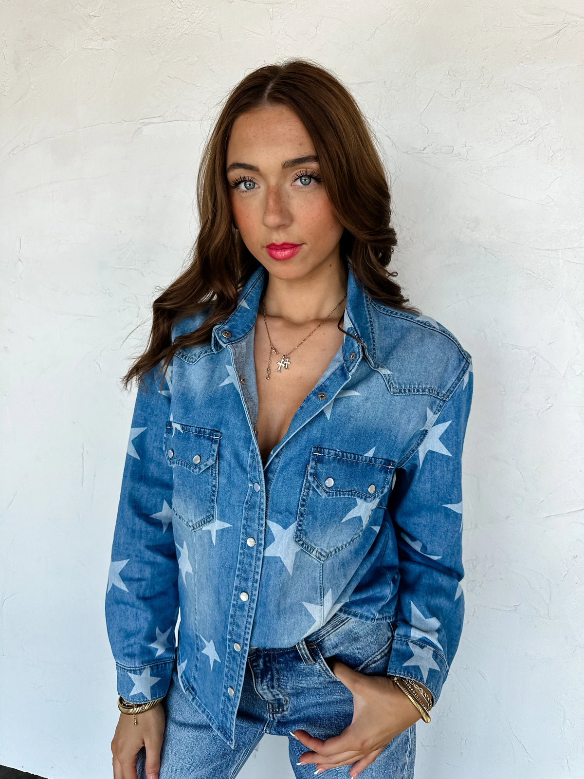 Stars & Snap Denim Top - Reg & Curvy