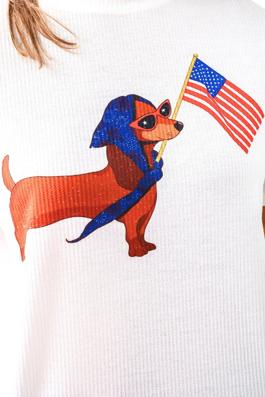 All-American Doxie Waffle Tee - Reg & Curvy