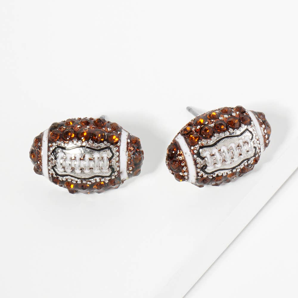 Sparkle Football Stud Earrings