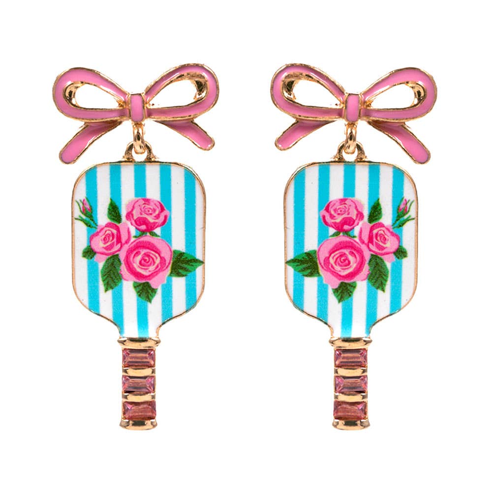 Floral Pickleball Paddle Earrings - Multiple Patterns