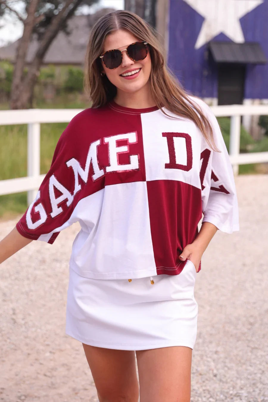 Maroon Spirit Color Block Top - Reg & Curvy