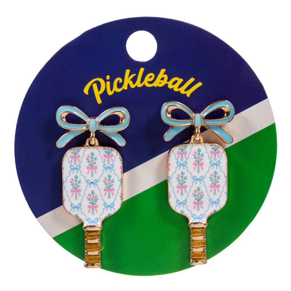 Floral Pickleball Paddle Earrings - Multiple Patterns