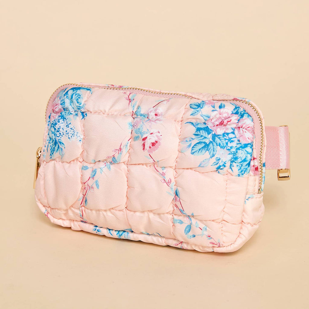Blush Bloom Puffer Belt Bag