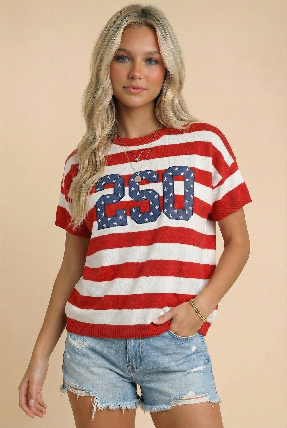 Red, White & 250 Knit Top - Reg & Curvy
