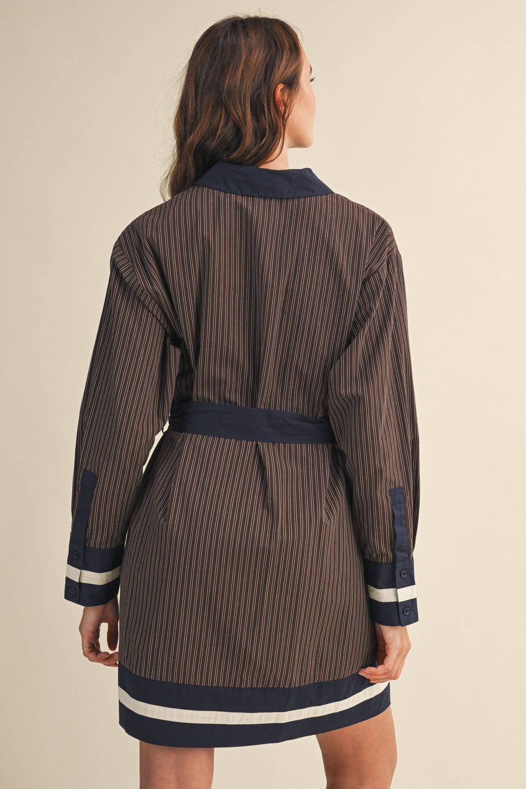 Brown & Navy Stripe Dress