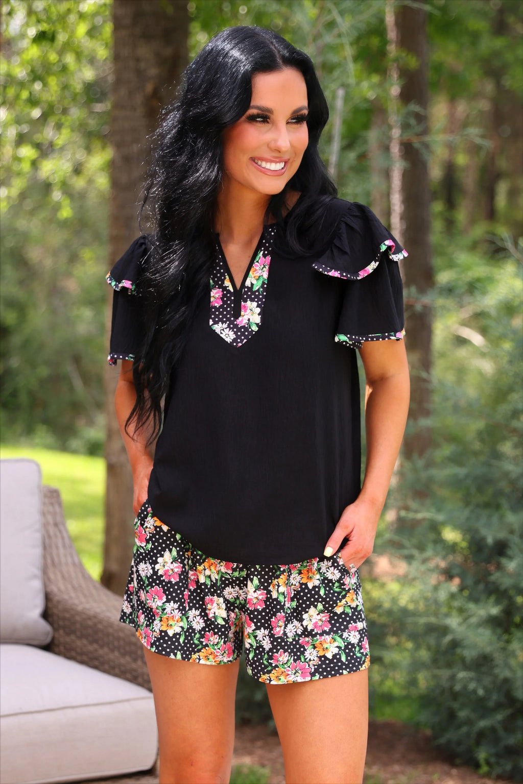 Midnight Garden Flutter Top - Reg & Curvy