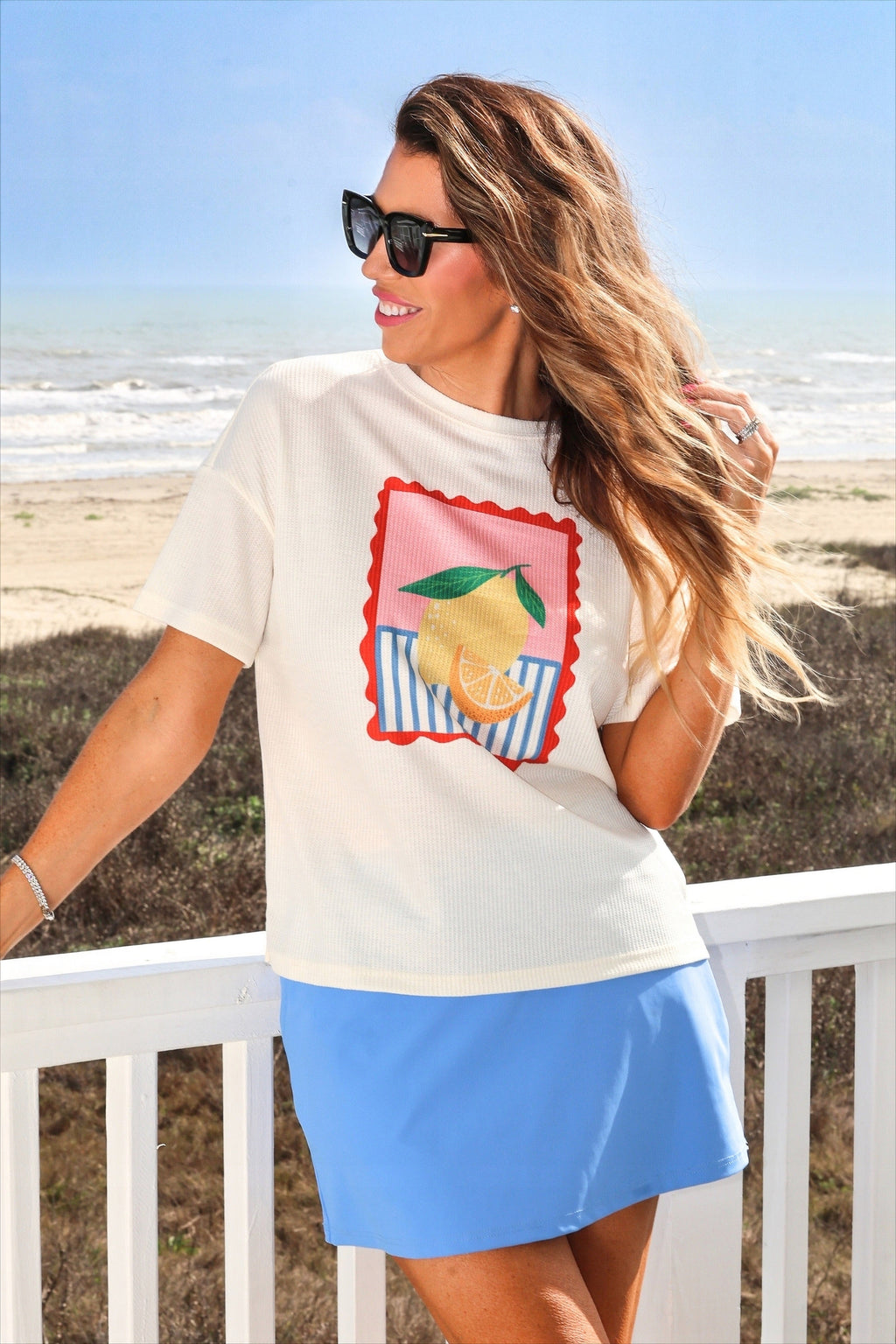 Limoncello Breeze Waffle Tee - Reg & Curvy