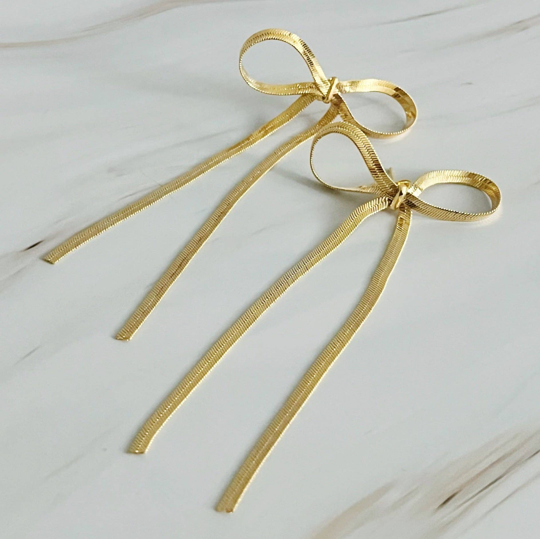 Tied in Gold Bow Earrings