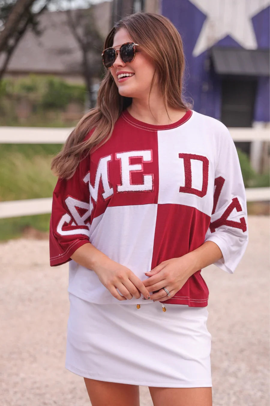 Maroon Spirit Color Block Top - Reg & Curvy