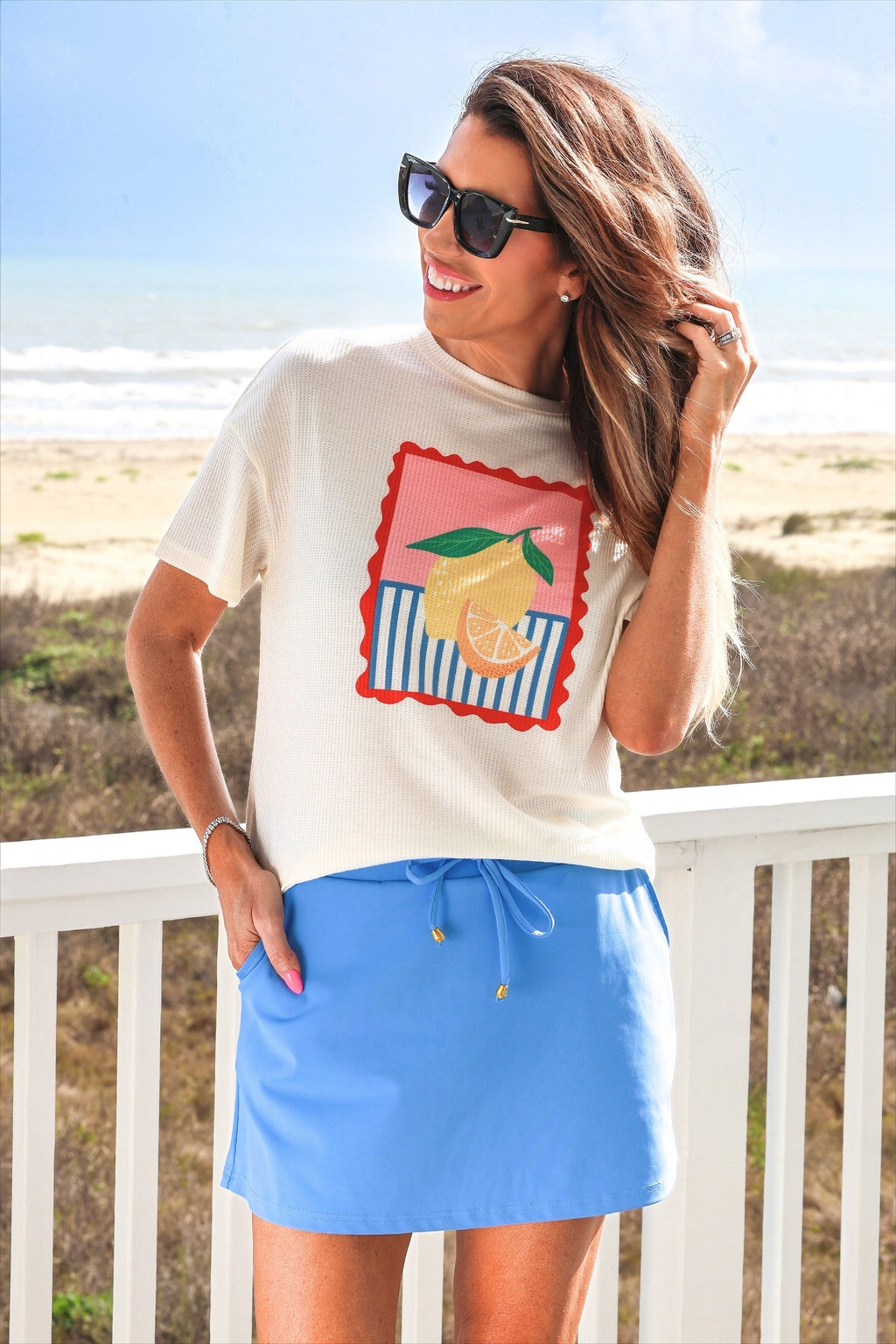 Limoncello Breeze Waffle Tee - Reg & Curvy