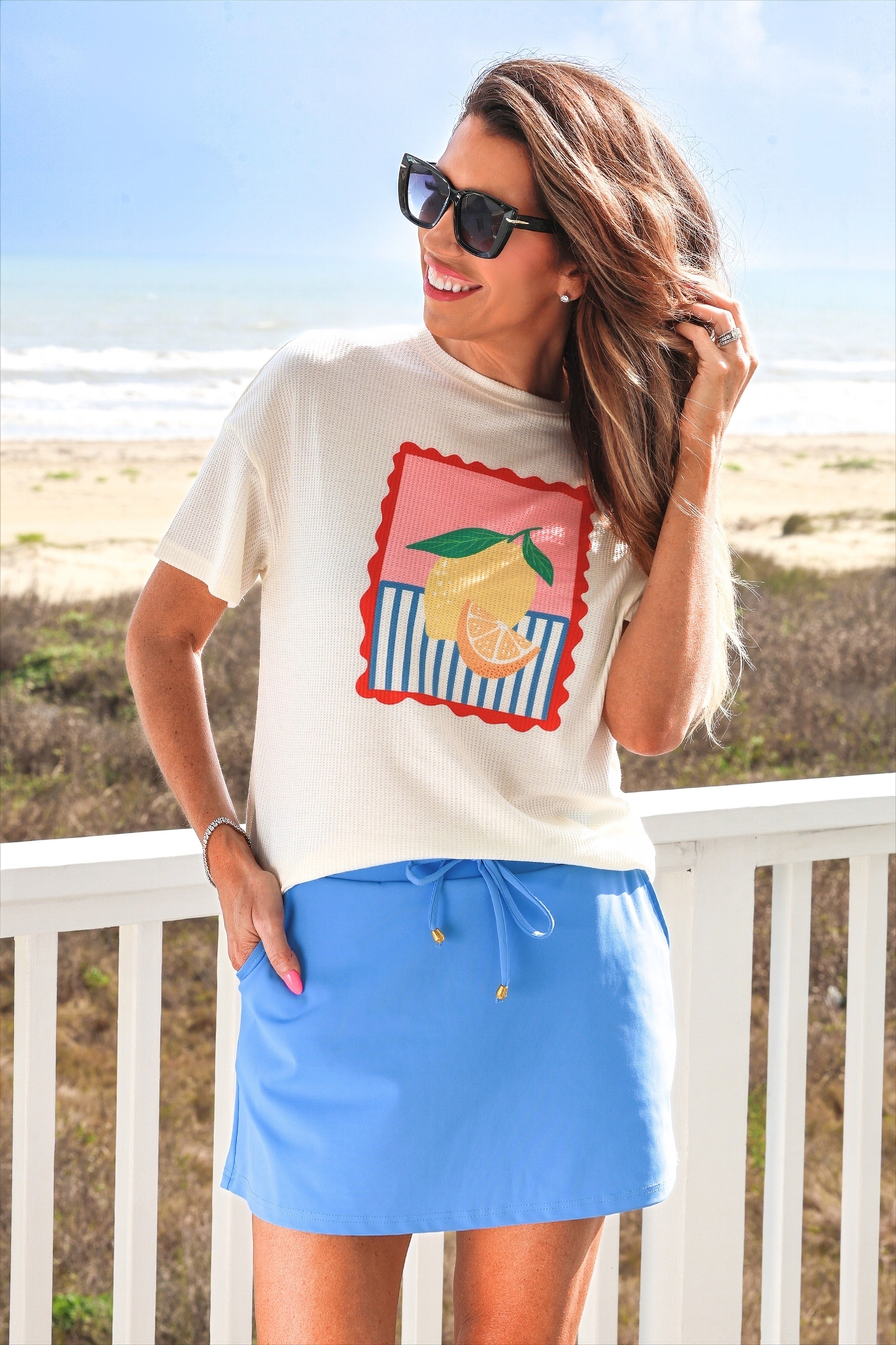 Limoncello Breeze Waffle Tee - Reg & Curvy