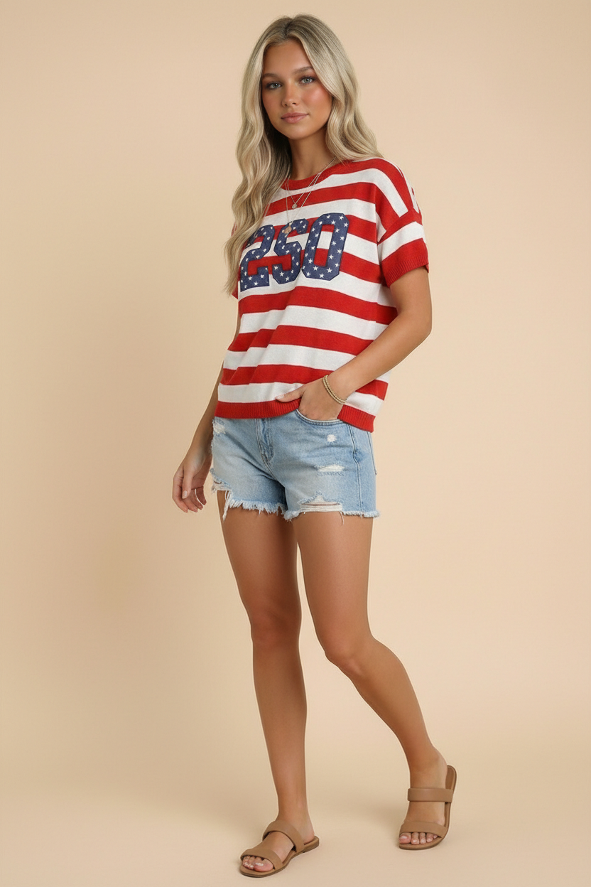 Red, White & 250 Knit Top - Reg & Curvy