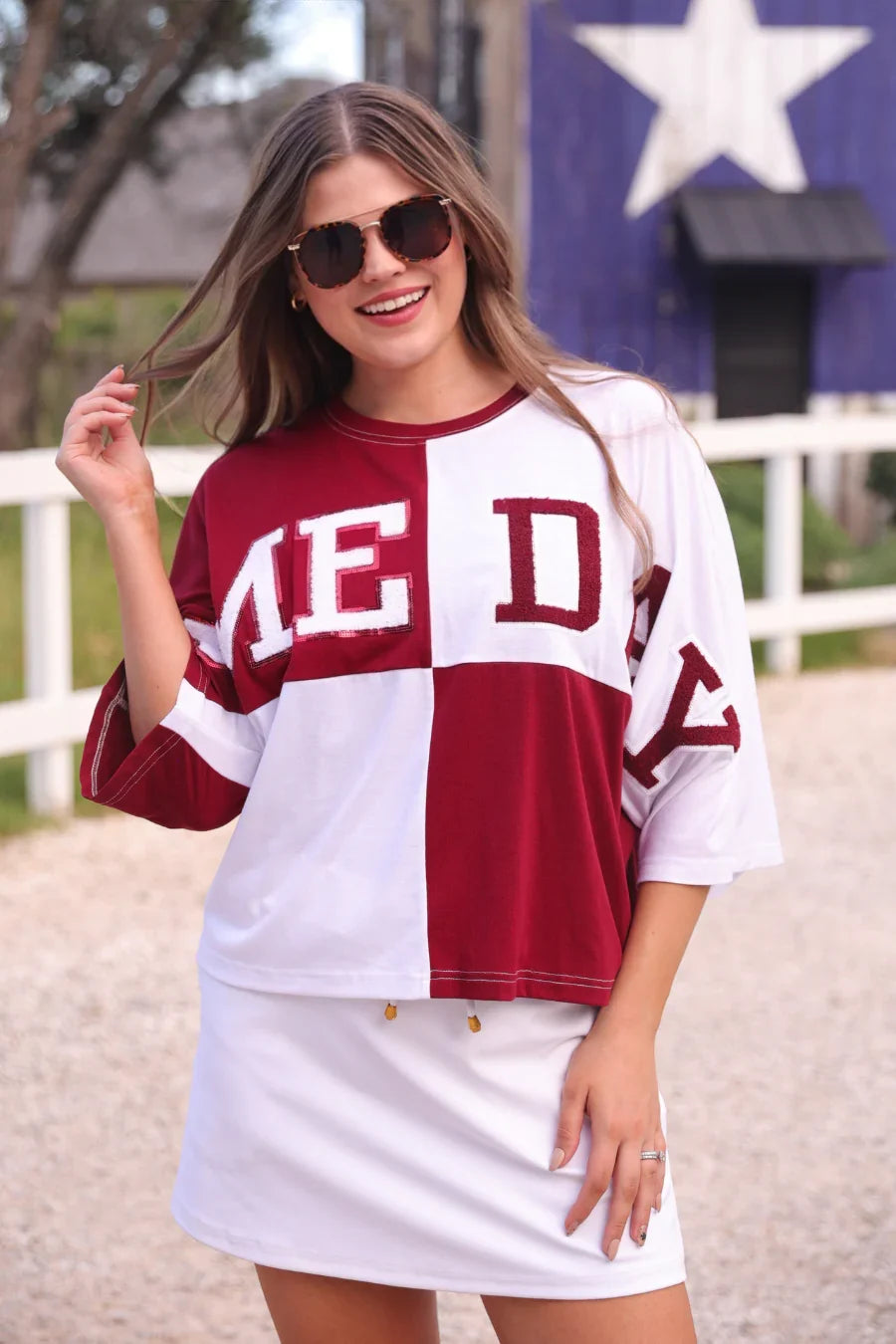 Maroon Spirit Color Block Top - Reg & Curvy