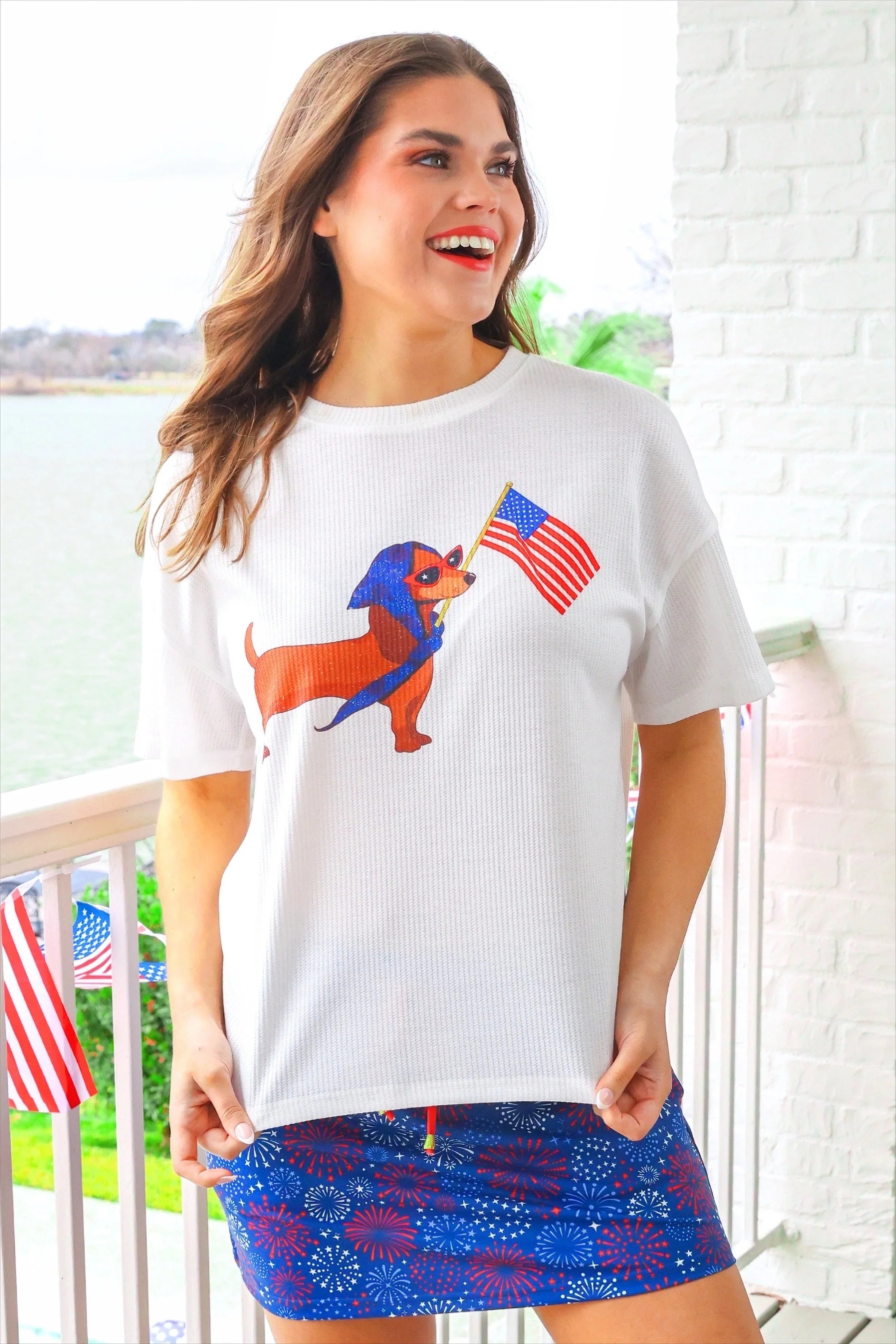 All-American Doxie Waffle Tee - Reg & Curvy