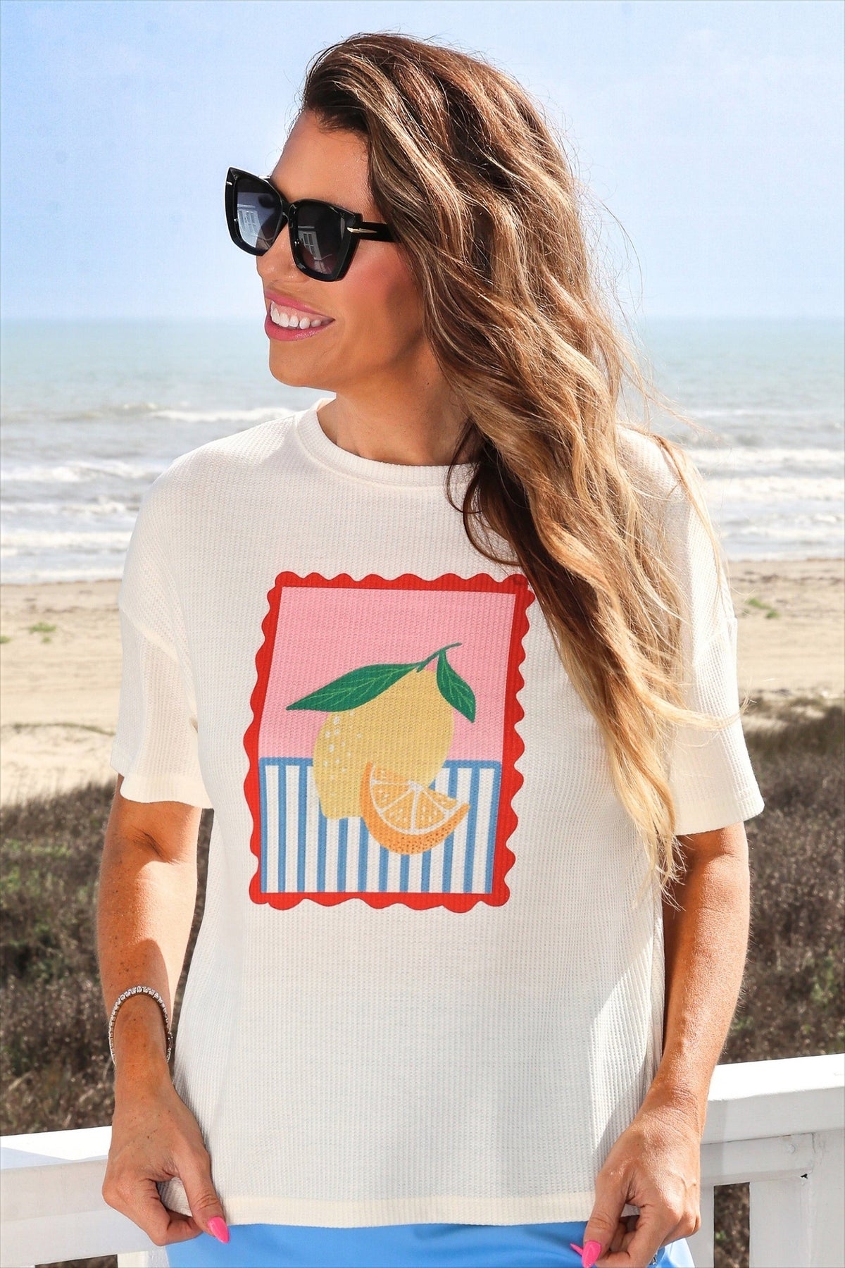 Limoncello Breeze Waffle Tee - Reg & Curvy