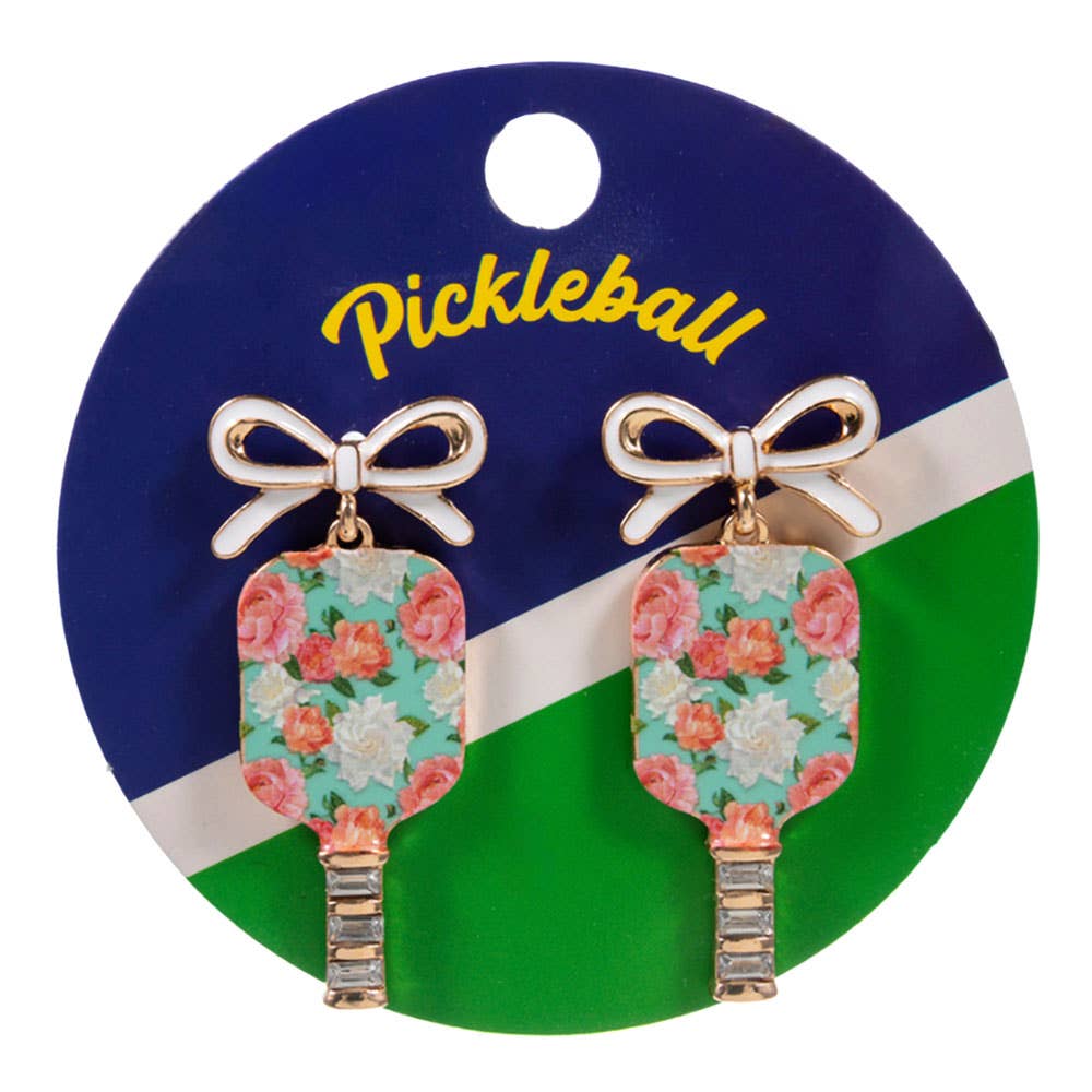 Floral Pickleball Paddle Earrings - Multiple Patterns