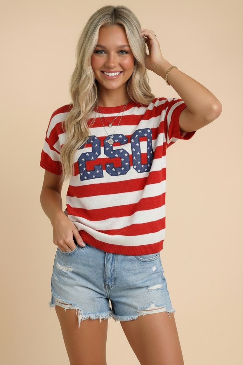 Red, White & 250 Knit Top - Reg & Curvy