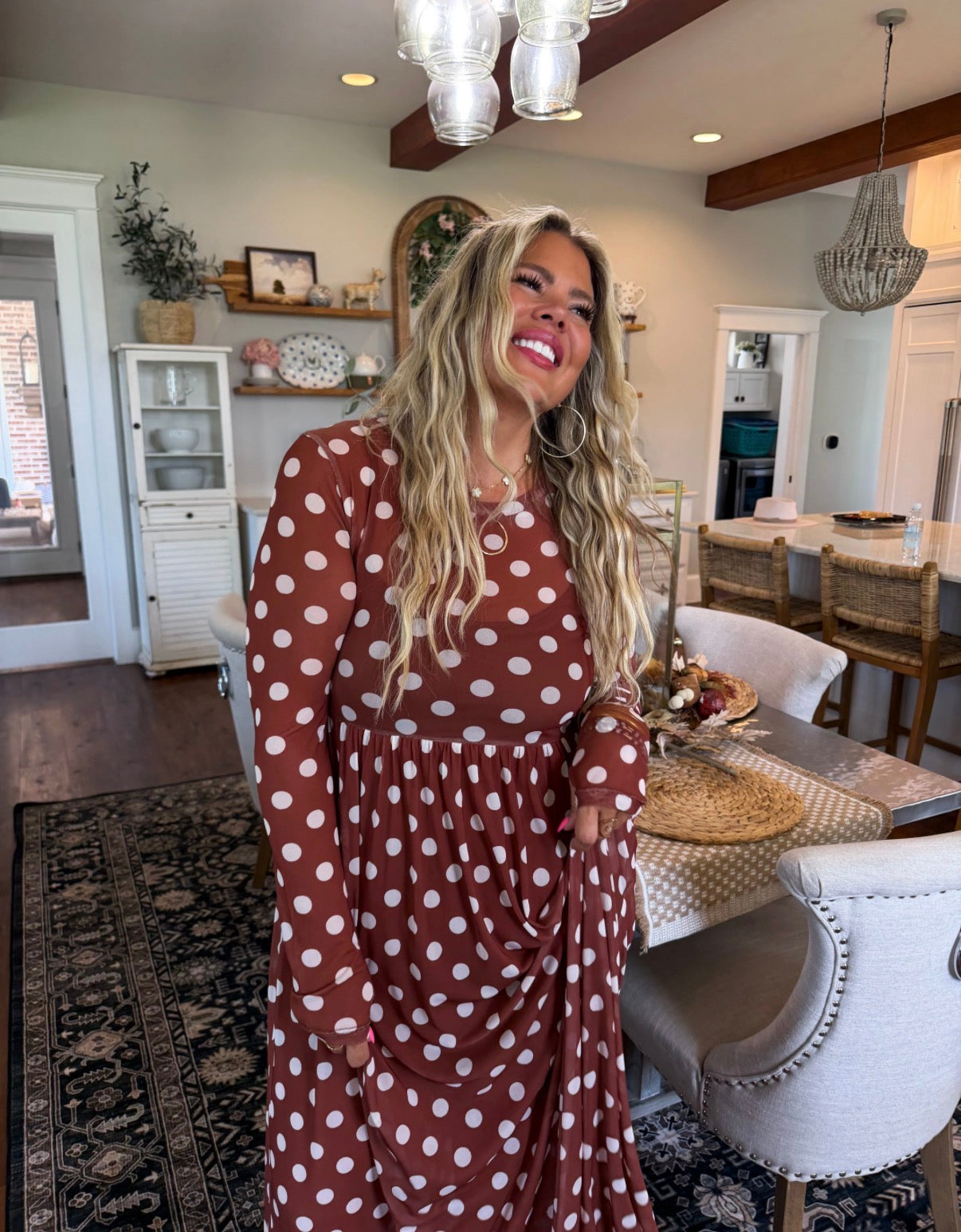 *PREORDER* Pumpkin Spice & Polka Dots Maxi Dress - Reg & Curvy