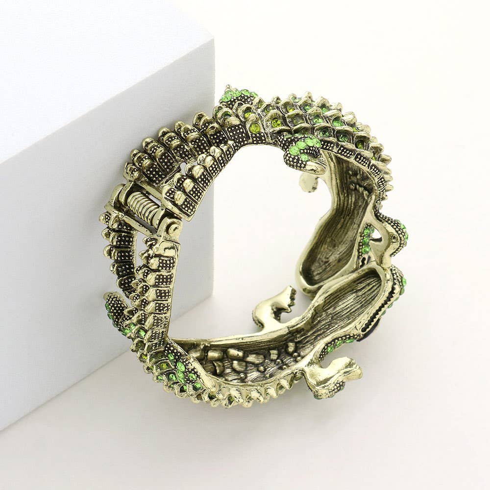 Gator Glam - Crystal Rhinestone Double Alligator Cuff Bracelet