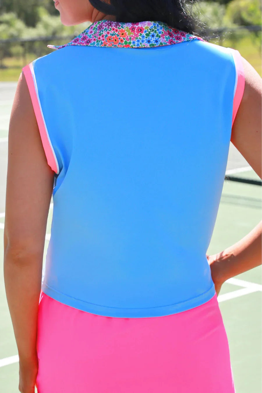 Courtside in Bloom Polo Tank - Reg & Curvy