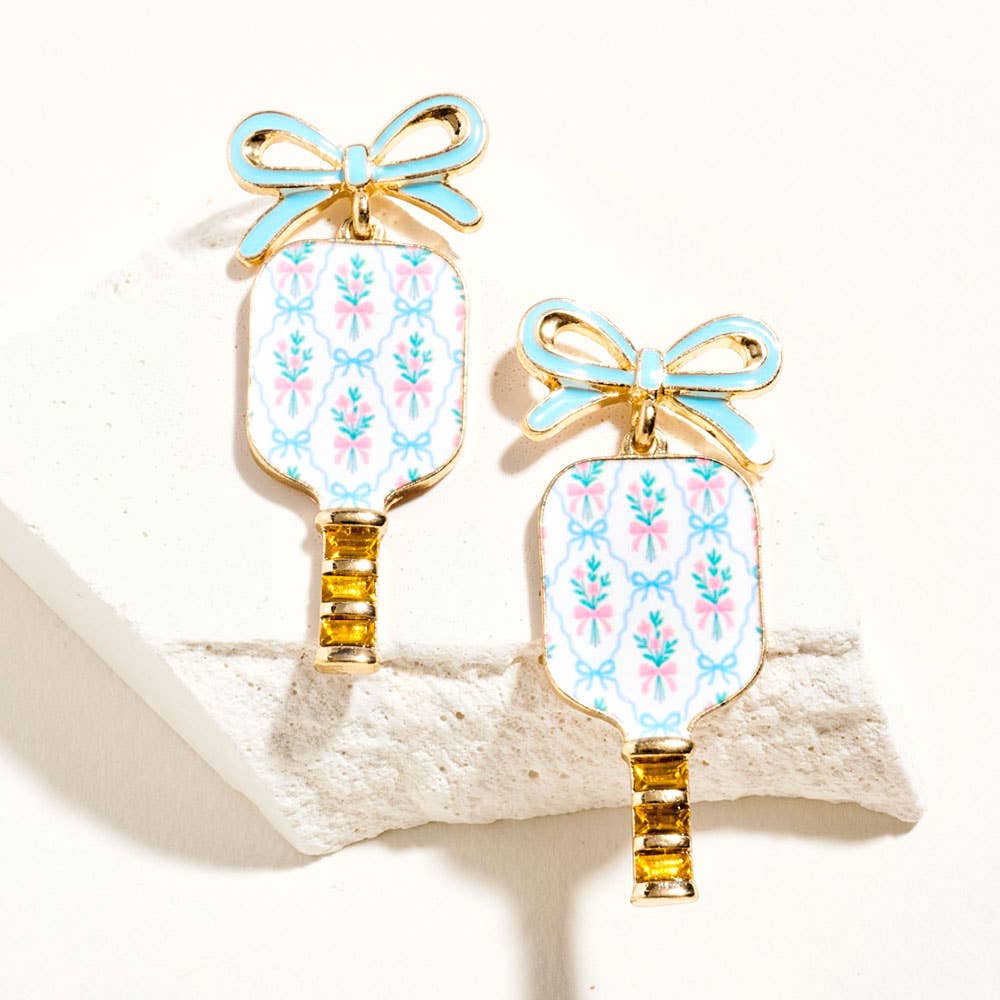 Floral Pickleball Paddle Earrings - Multiple Patterns
