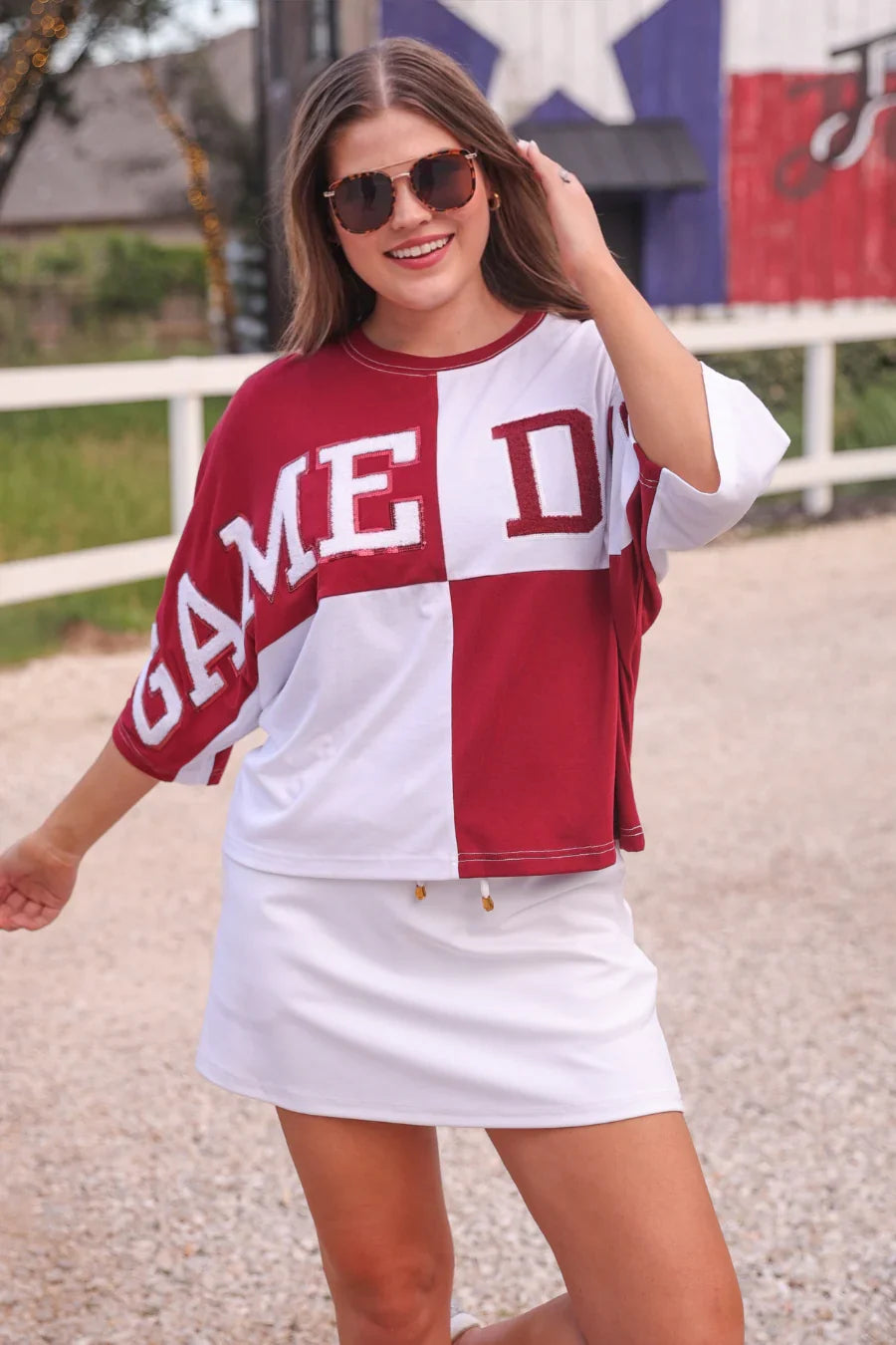 Maroon Spirit Color Block Top - Reg & Curvy