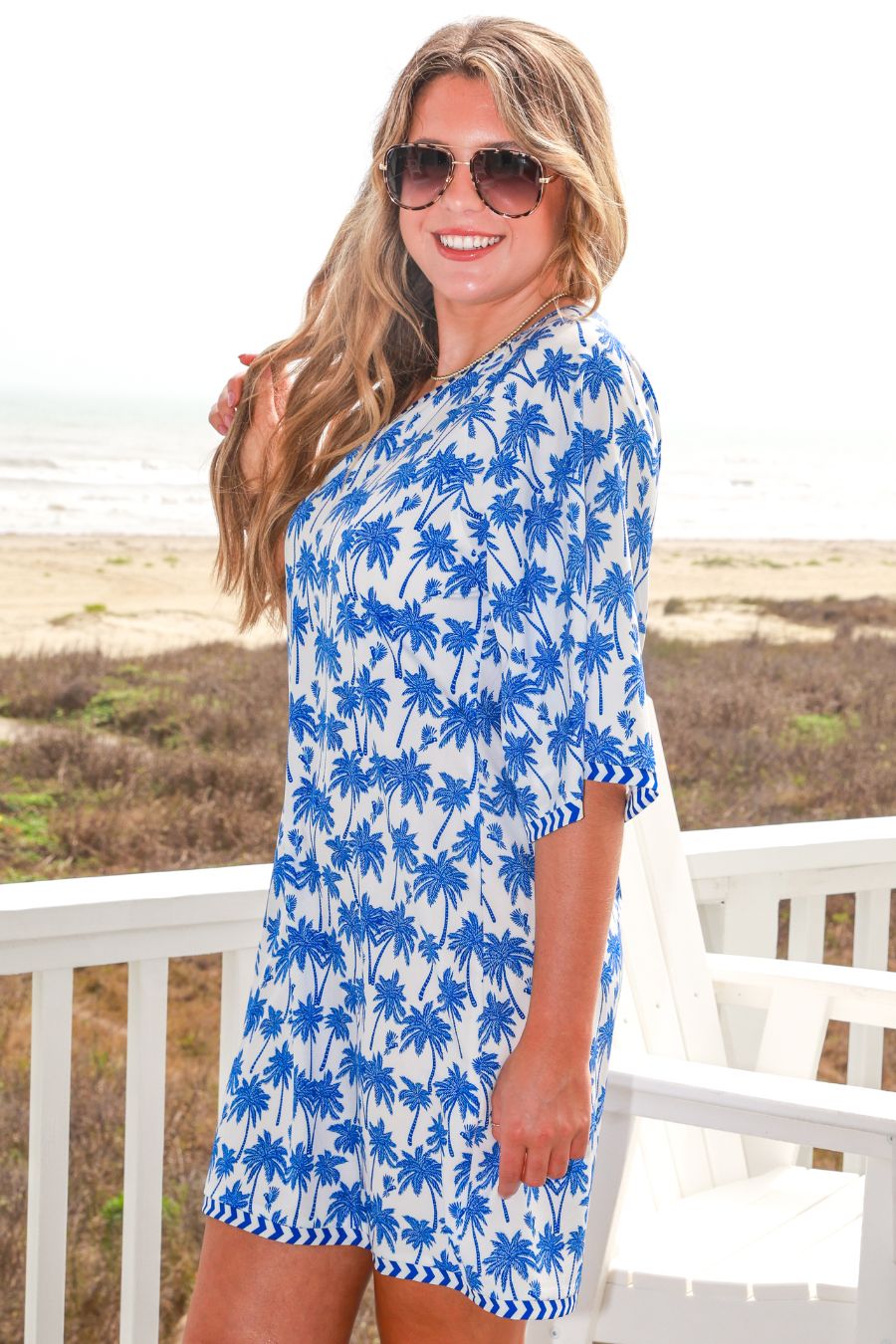Blue Lagoon Palm Dress - Reg & Curvy