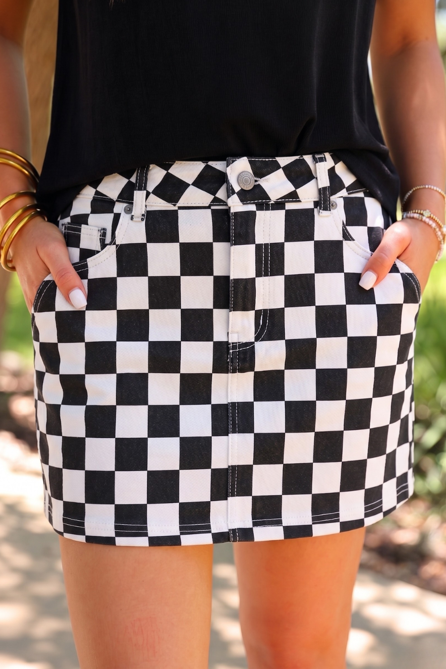Checkered Charm Stretch Skirt - Reg & Curvy