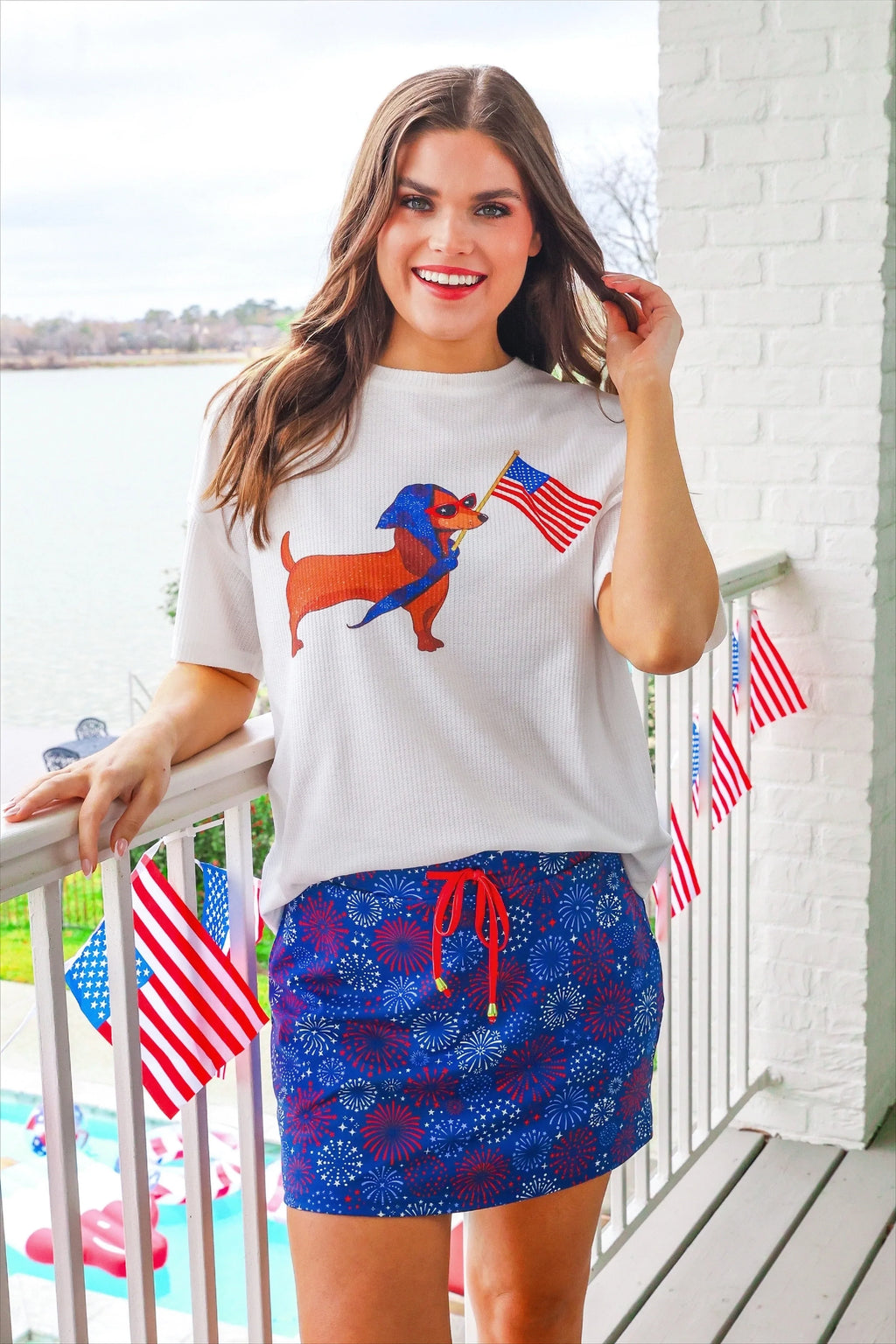 All-American Doxie Waffle Tee - Reg & Curvy