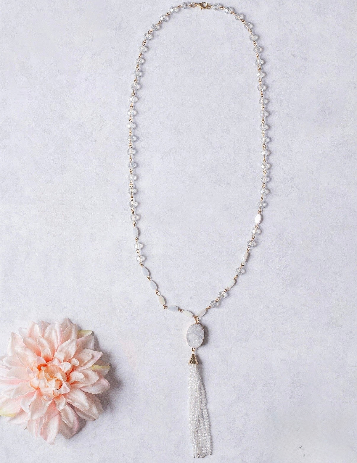 Pearl Glow Tassel Necklace