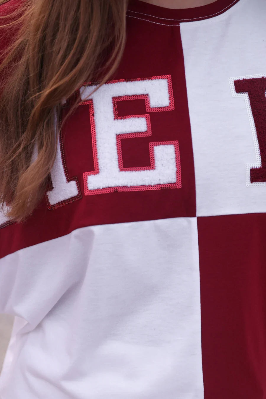 Maroon Spirit Color Block Top - Reg & Curvy