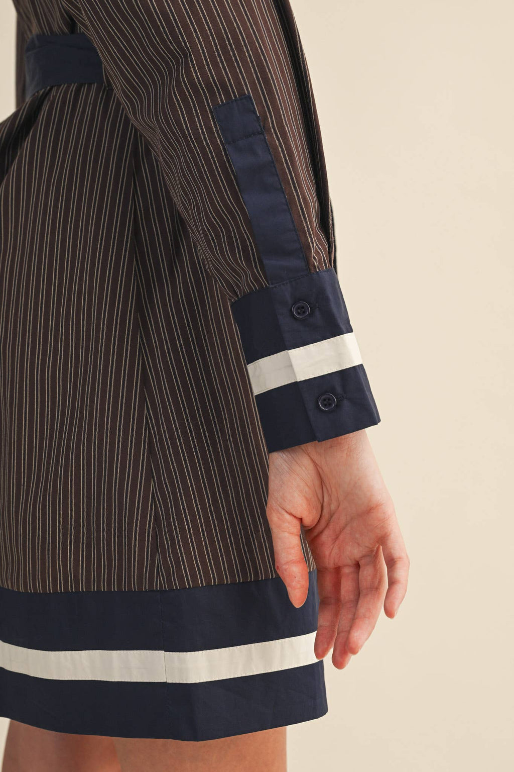 Brown & Navy Stripe Dress