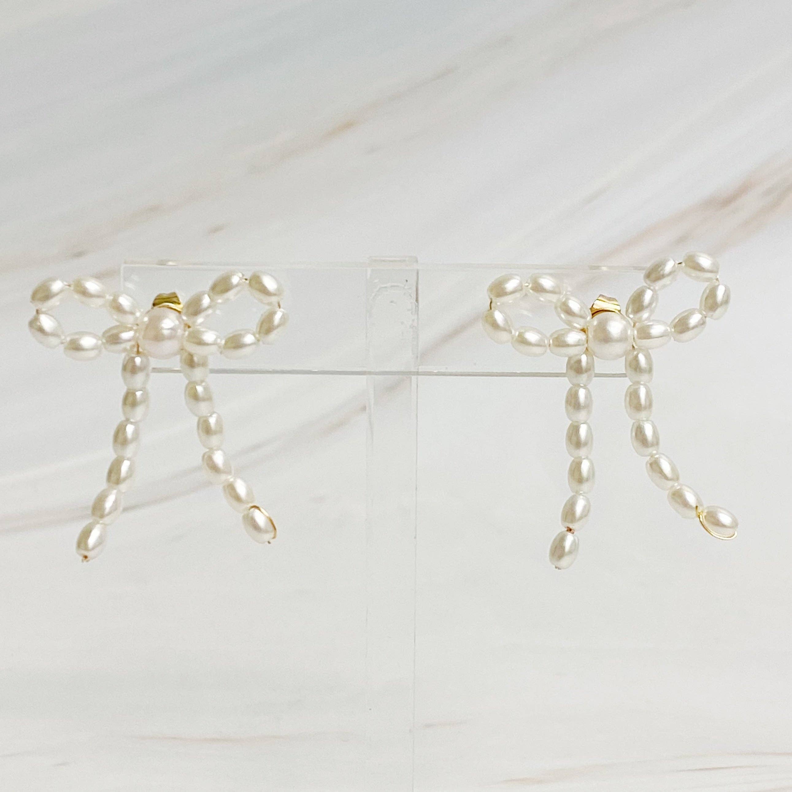 Pearl Bow Ballerina Earrings