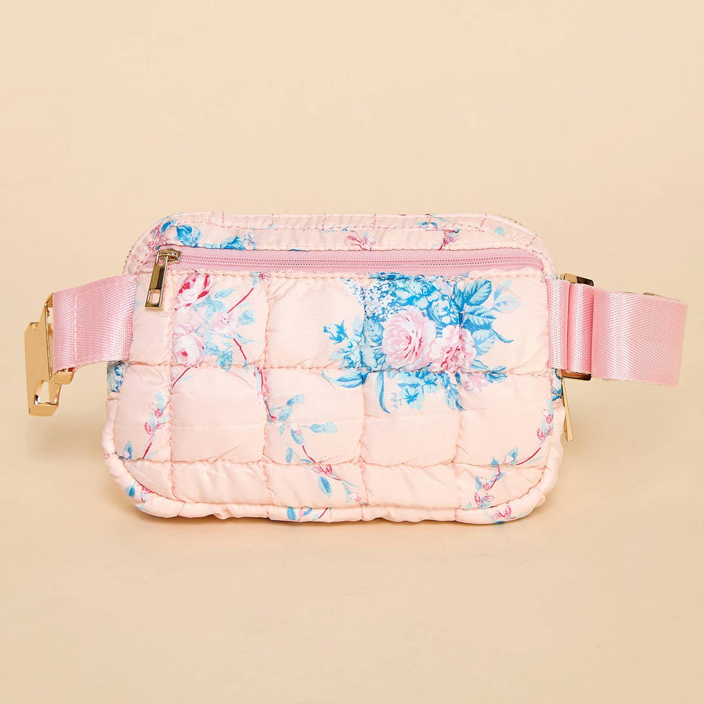 Blush Bloom Puffer Belt Bag