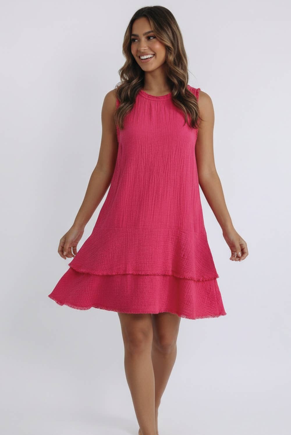 Fuchsia Fiesta Gauze Dress