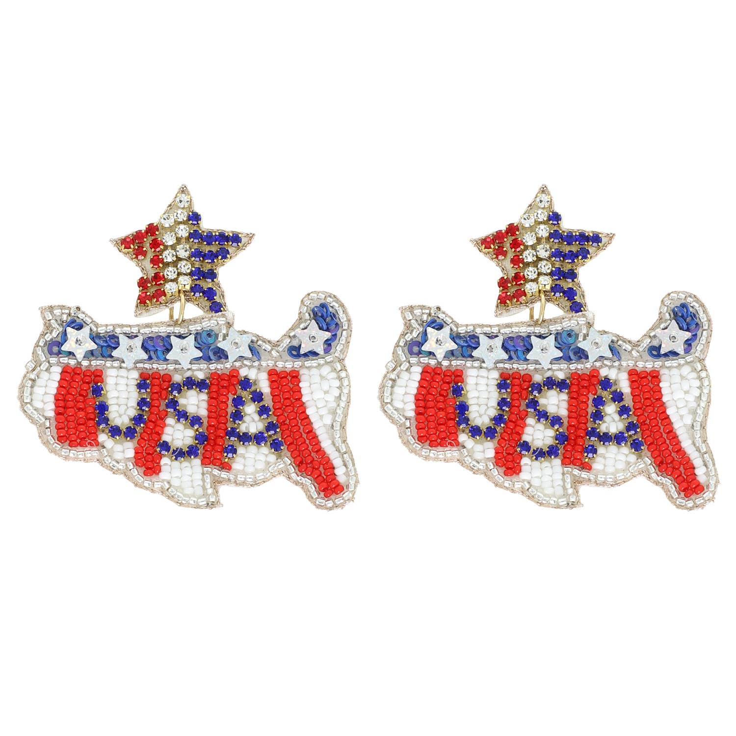 All American Sparkle Map Earrings