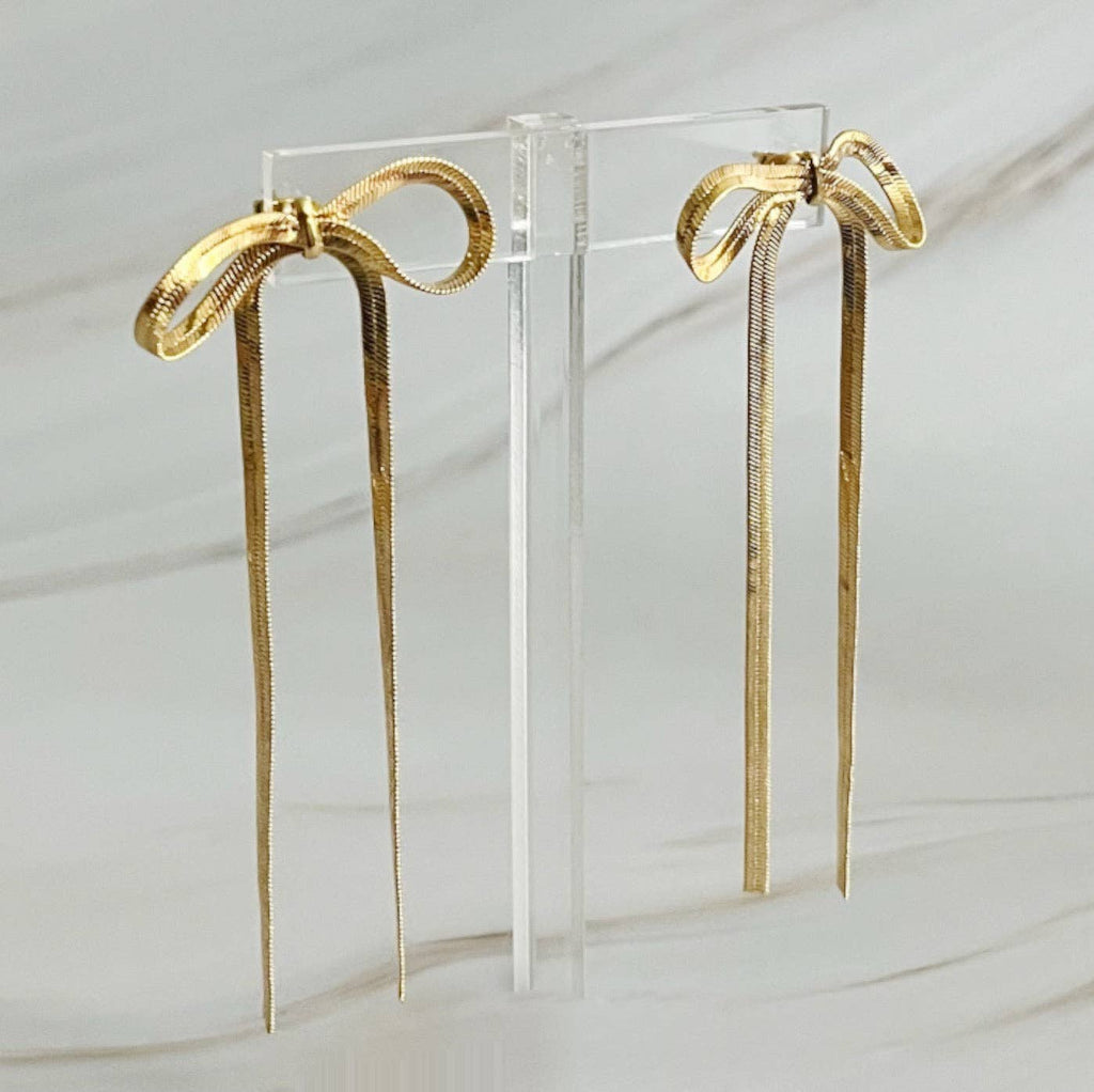 Tied in Gold Bow Earrings