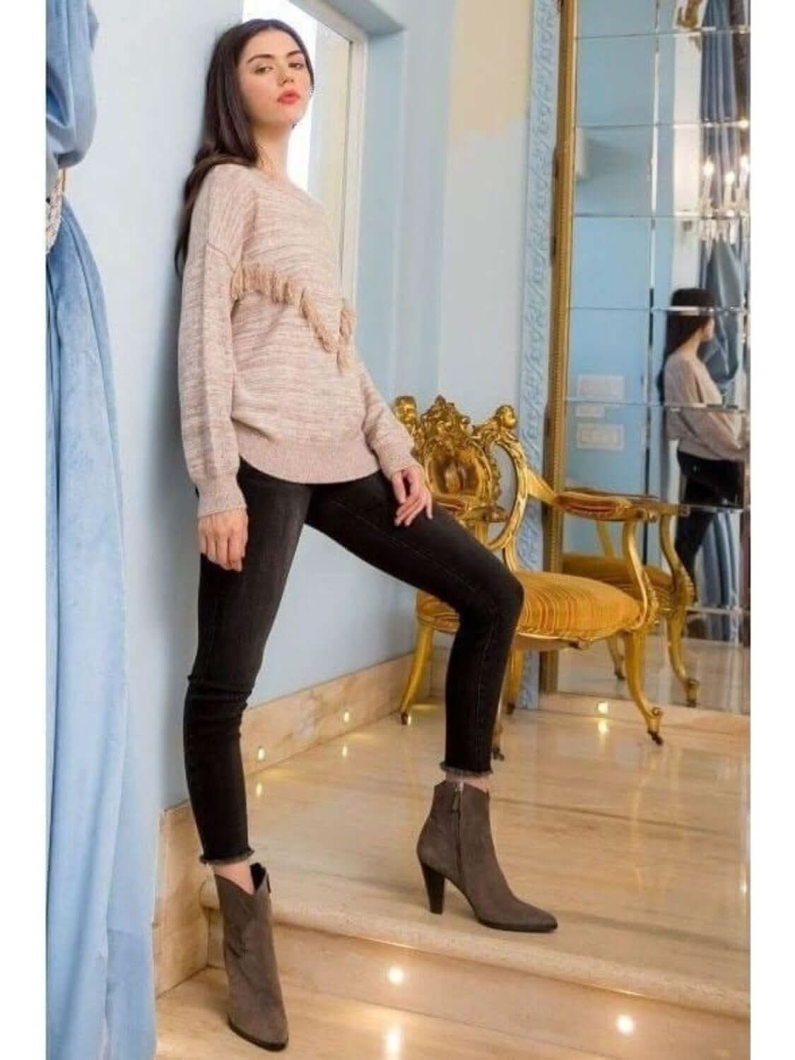 THML: Neutral Fringe Sweater