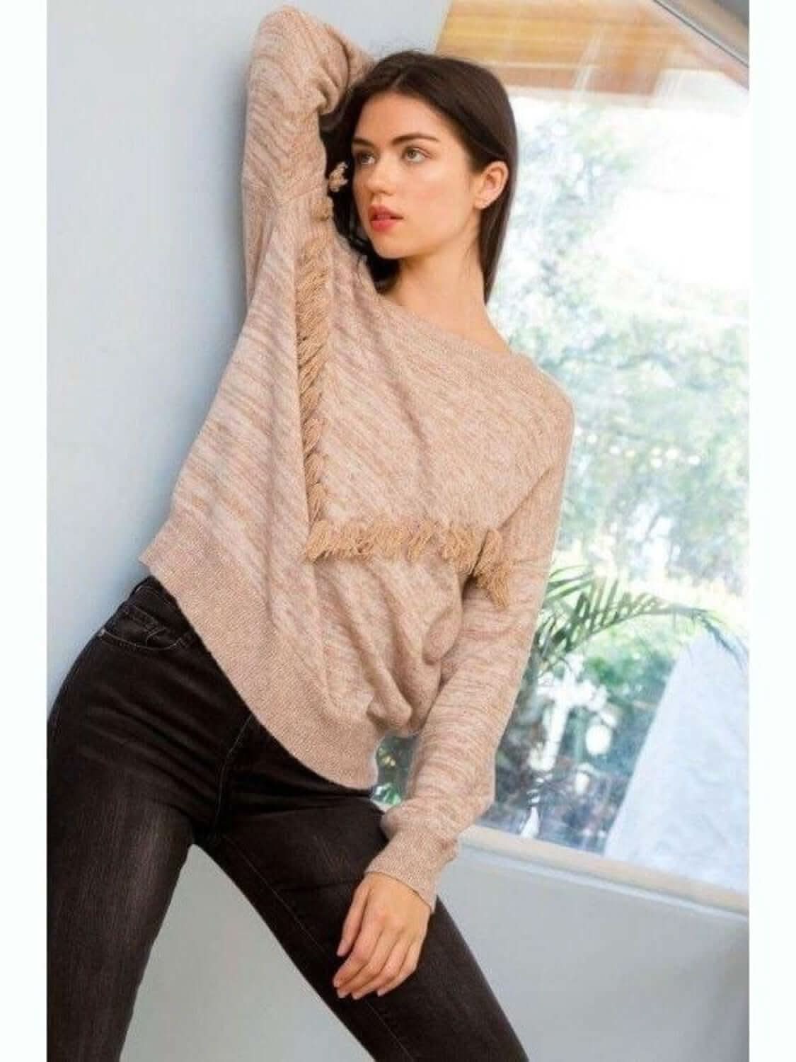 THML: Neutral Fringe Sweater