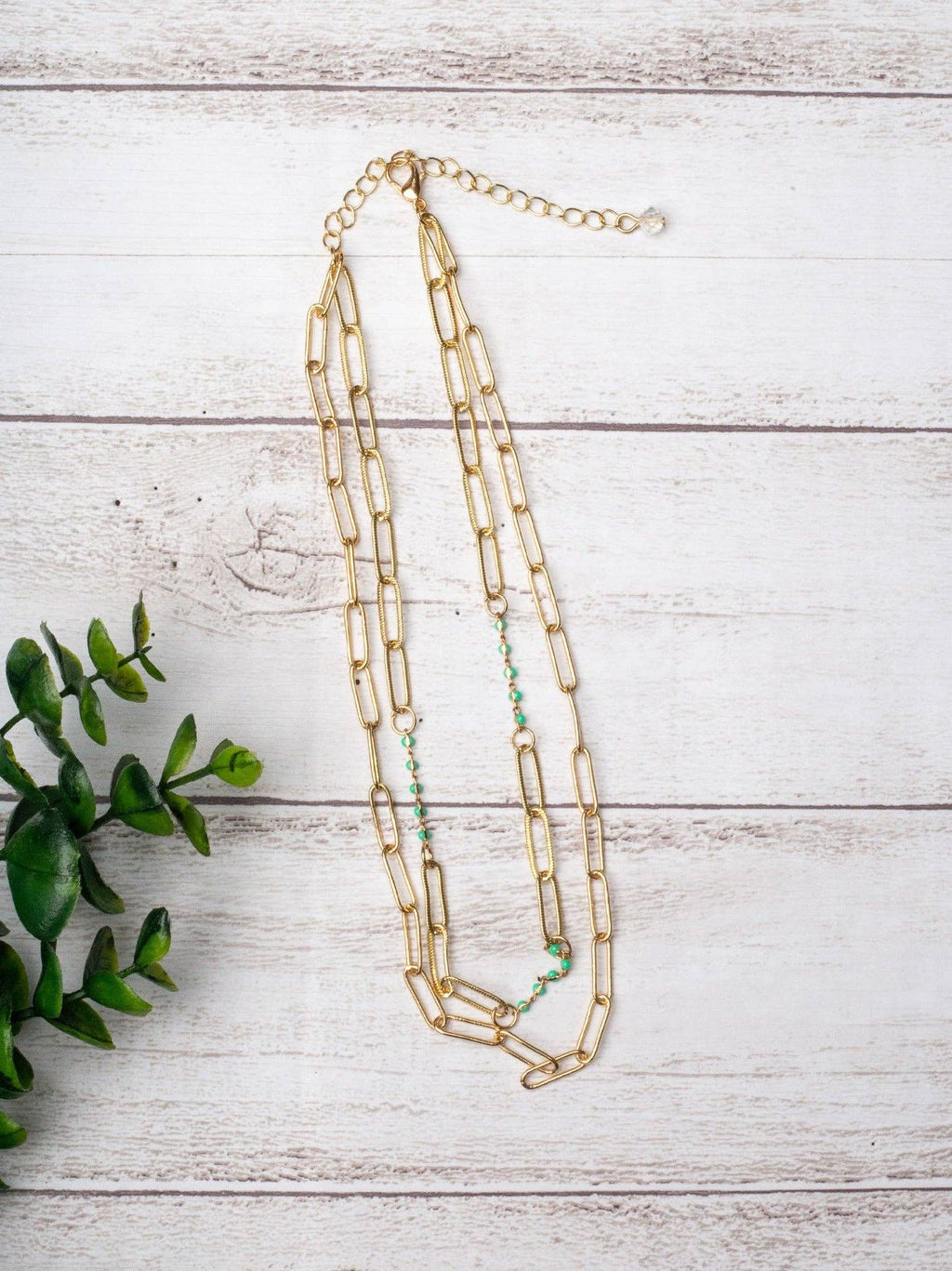 Golden Turquoise Link Necklace