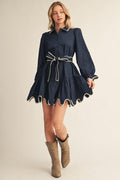 *PREORDER* Scalloped in Navy Dress