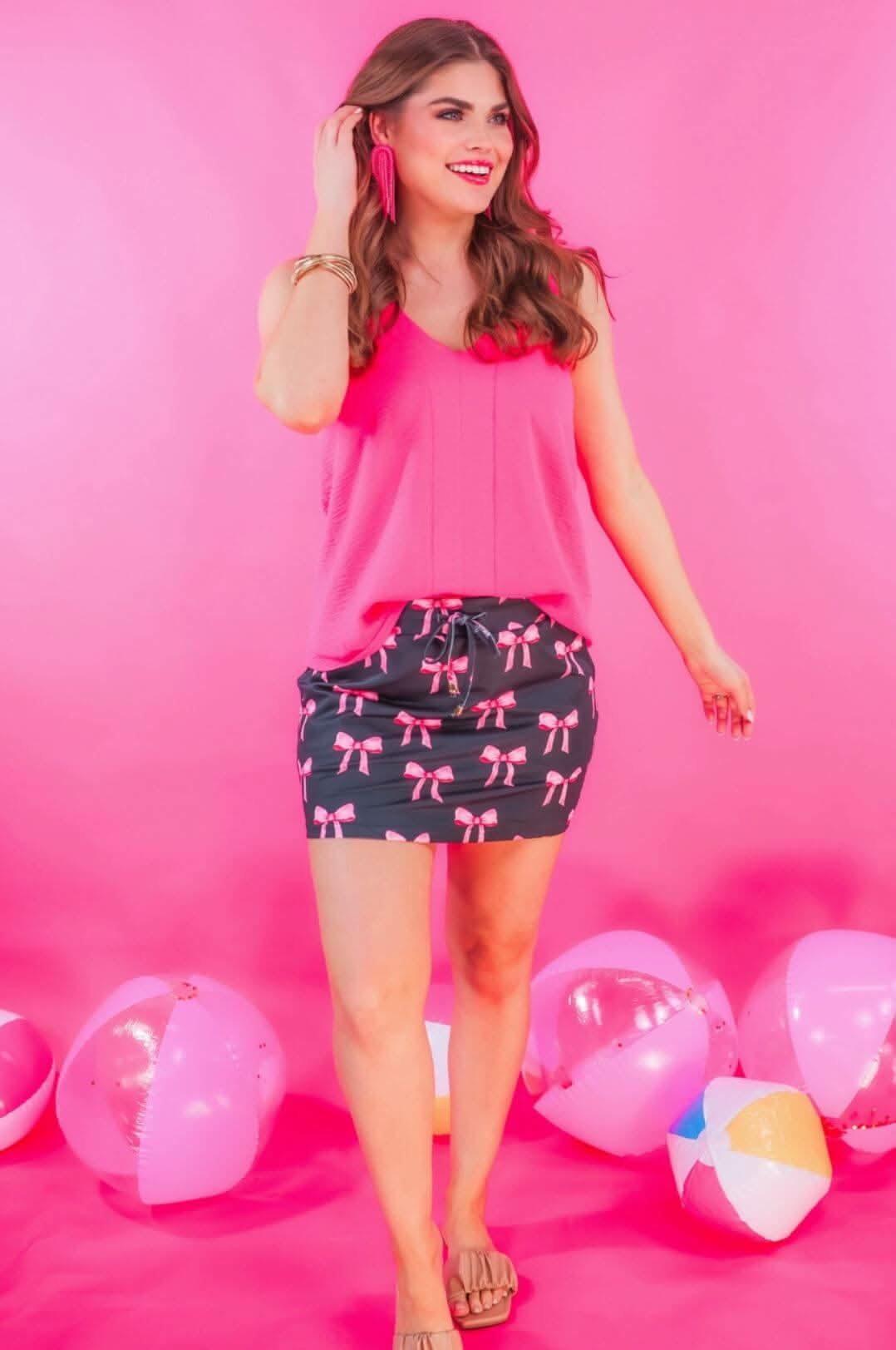 Pretty in Pink Bow Print Skort - Reg & Curvy