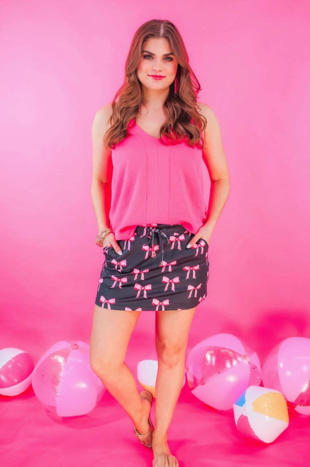 Pretty in Pink Bow Print Skort - Reg & Curvy