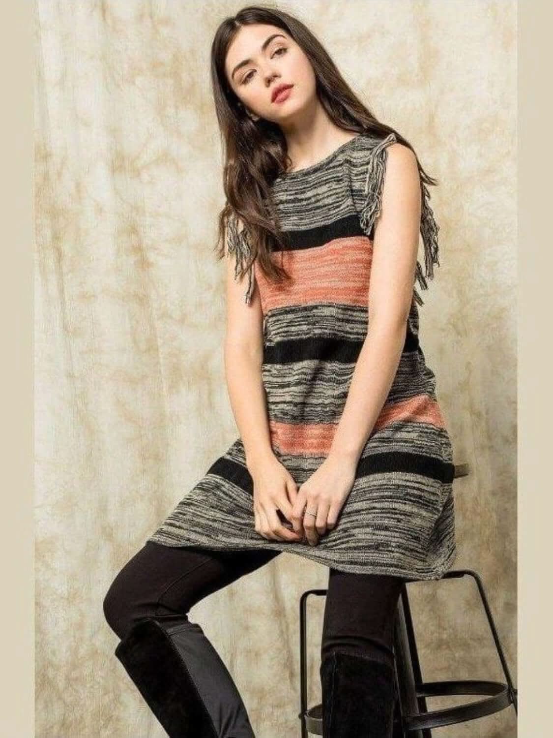 THML: Sleeveless Dye Cowl Neck Sweater Dress