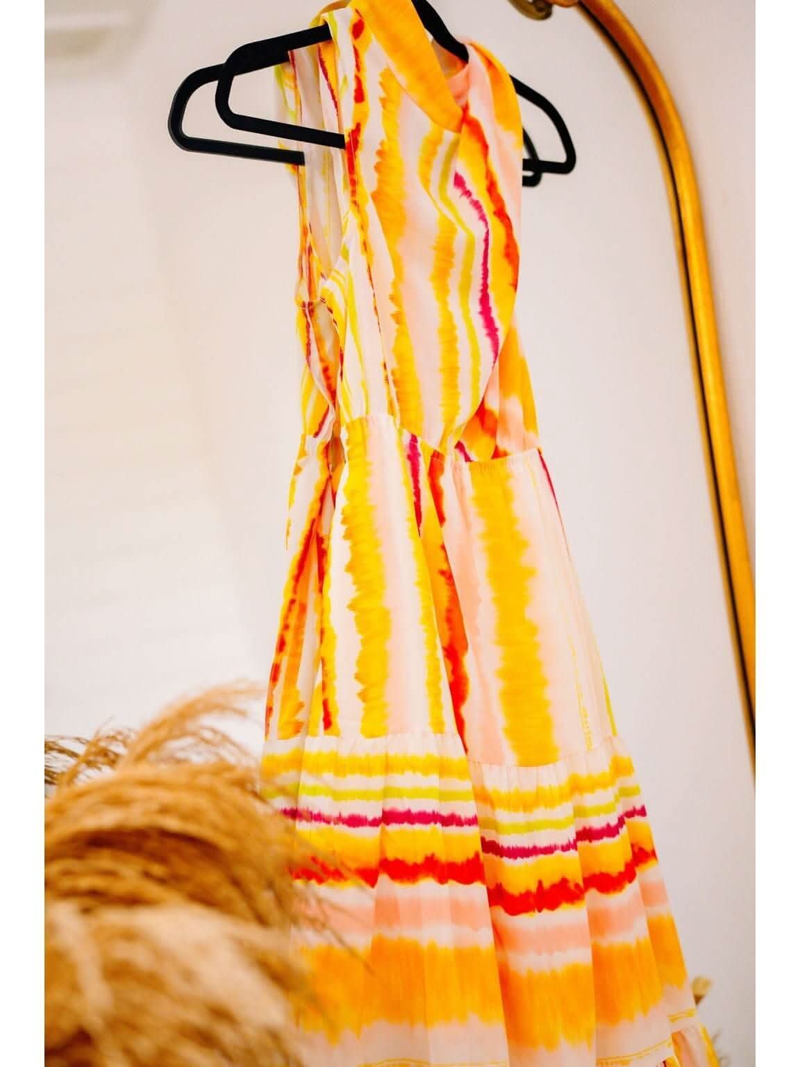 Tiered Maxi Dress with Twist Detail Neckline