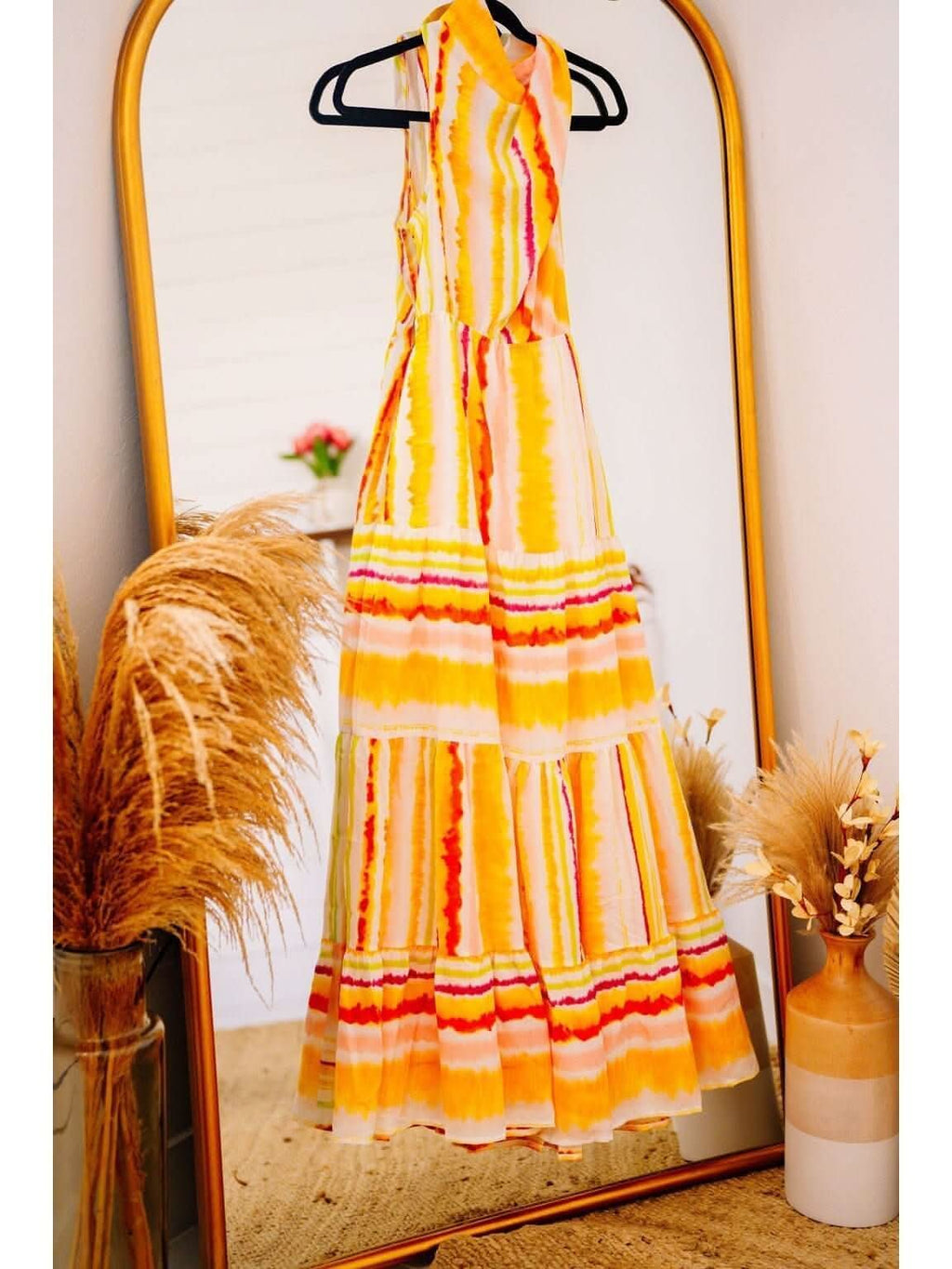 Tiered Maxi Dress with Twist Detail Neckline