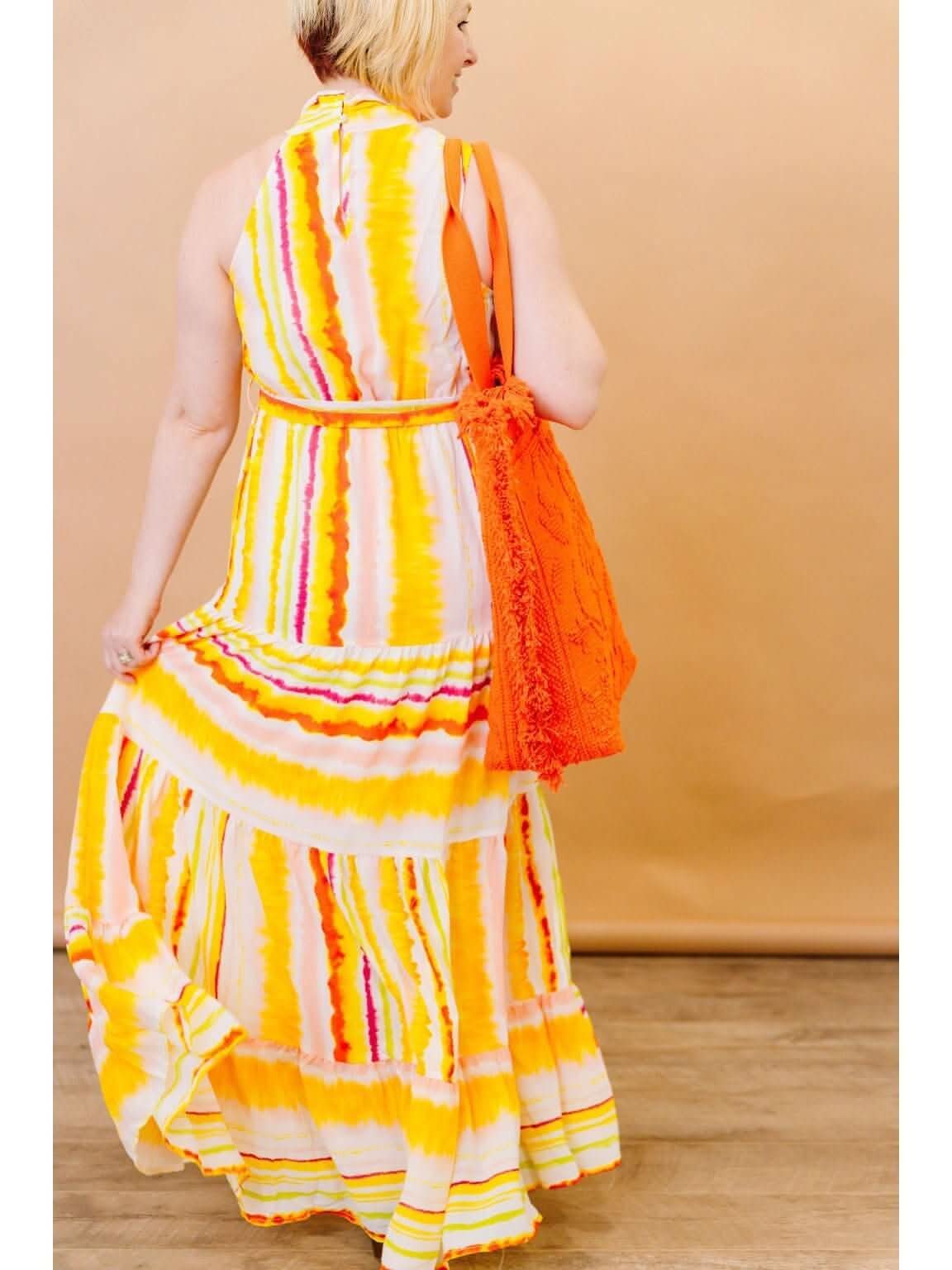 Tiered Maxi Dress with Twist Detail Neckline